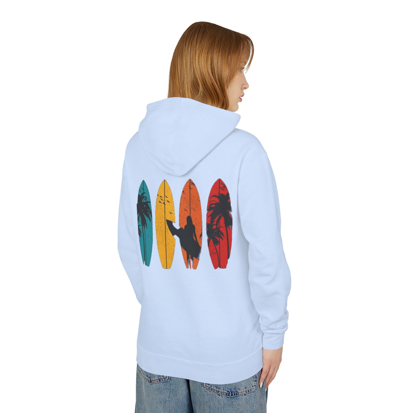 Surf Vibes Unisex Lightweight Hooded Sweatshirt – Perfect for Beach Lovers
