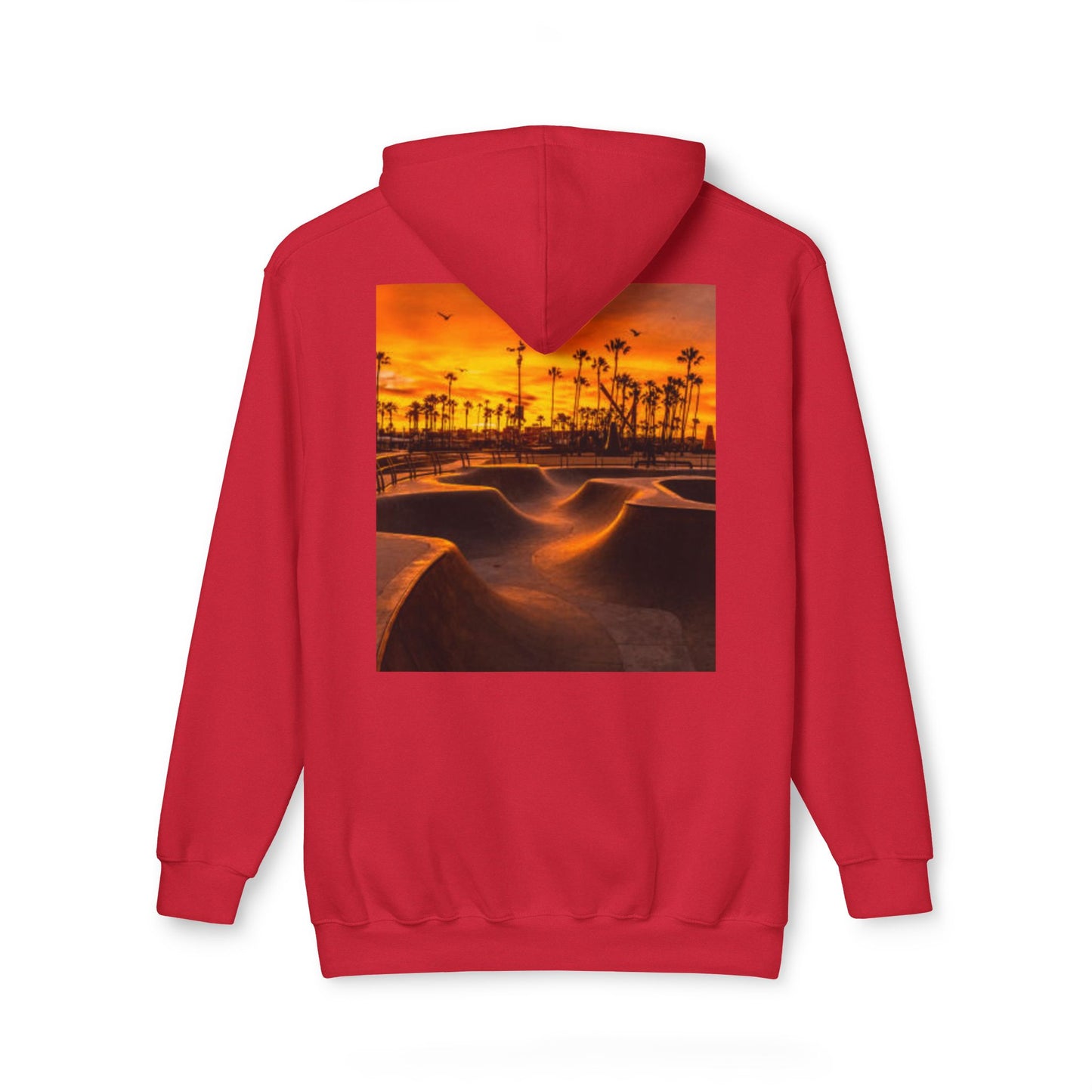 Unisex Hooded Sweatshirt with Sunset Skate Park Design - Perfect for Casual Style & Outdoor Activities