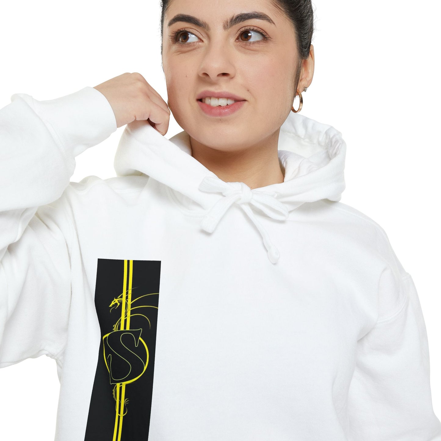 Volleyball Stripe Hoodie — Retro Yellow & Black Volleyball Design