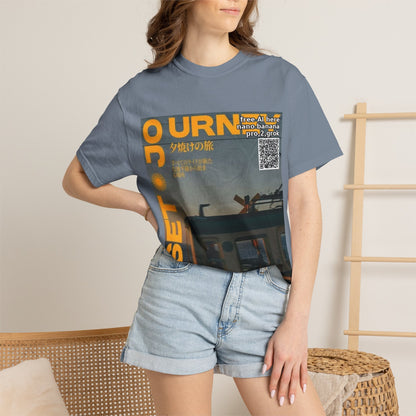Sunset Train Graphic T-Shirt — Japanese Retro Transit Poster Tee