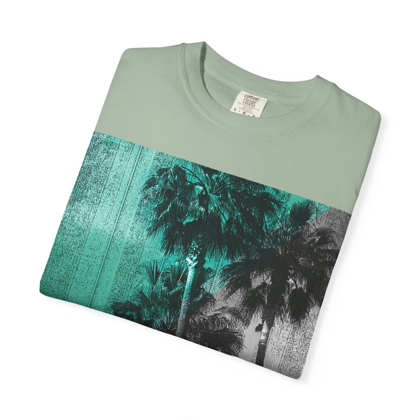 Palm Trees Photo Tee — Vintage Teal Sunset T-Shirt