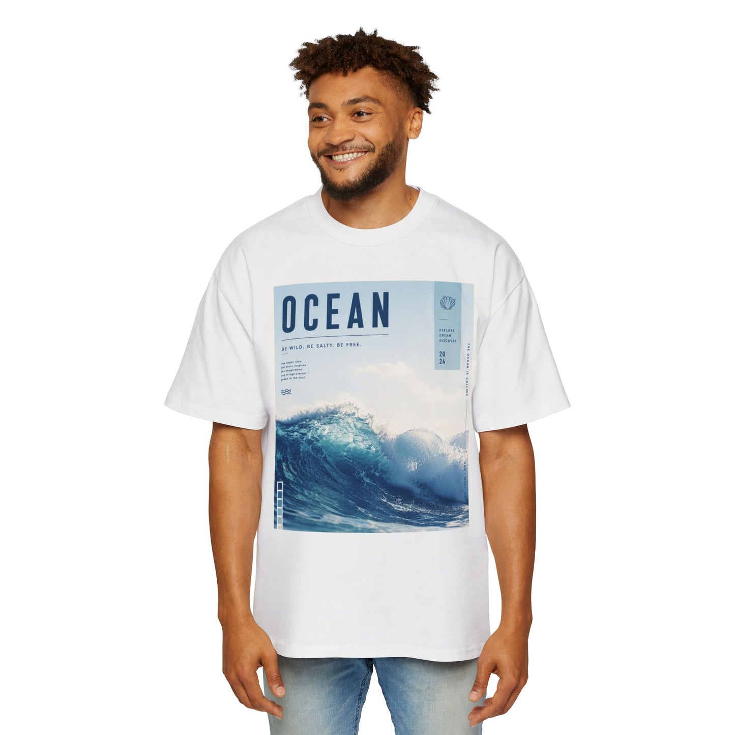 Ocean Wave Graphic Tee — "OCEAN" Coastal Photo Print T-Shirt