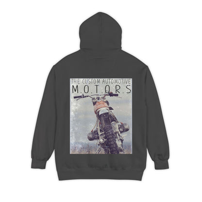 White Hoodie with Retro Skate Sticker Graphic — Vintage Skateboard Design