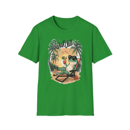 Just Chill Unisex Softstyle T-Shirt - Relaxing Frog Design for Casual Summer Vibes