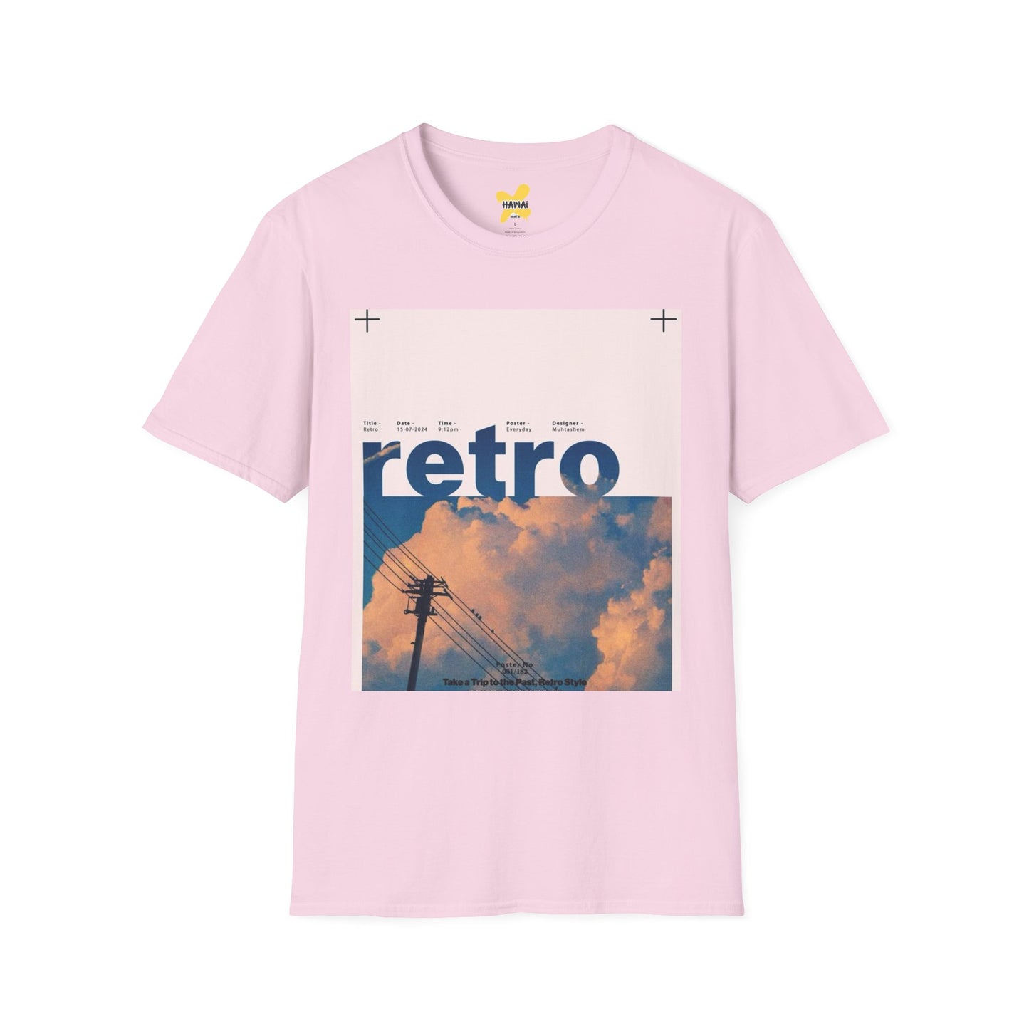 Retro Aesthetic Unisex Softstyle T-Shirt - Vintage Clouds & Texture Design