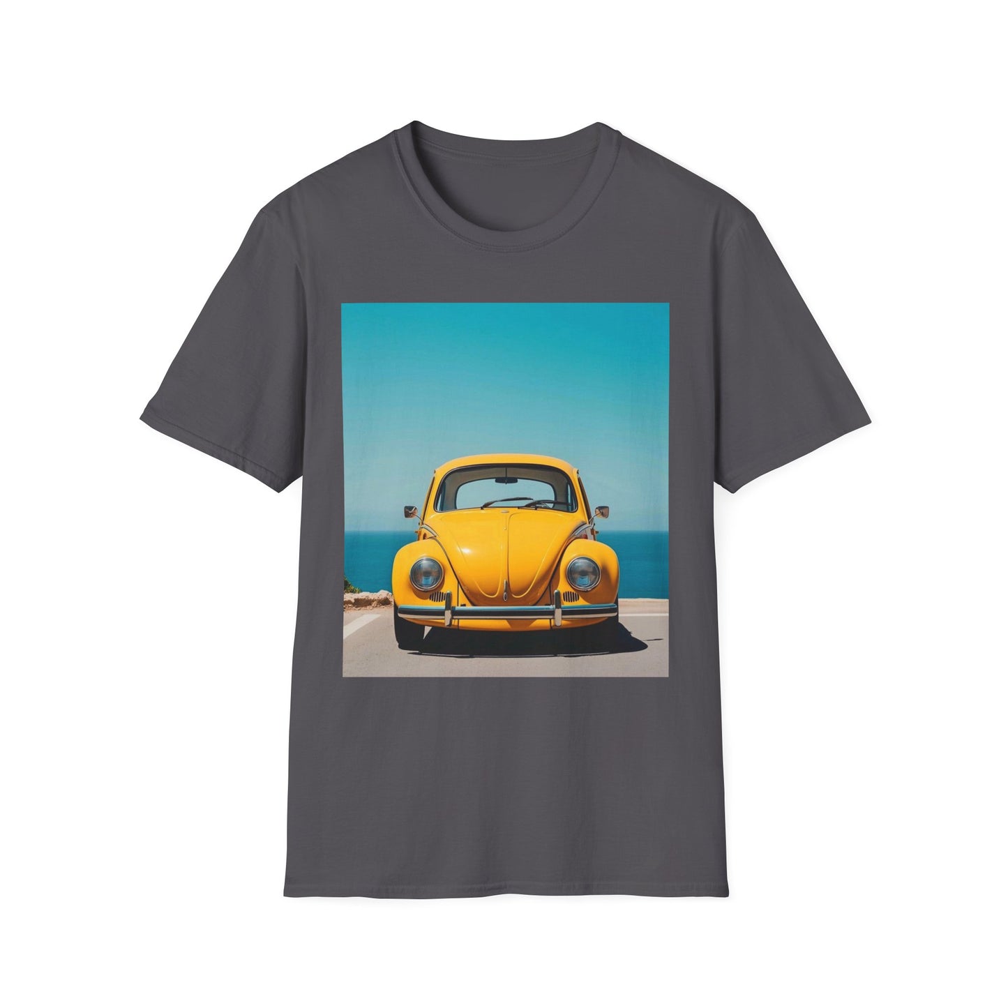Vintage Yellow Car Unisex Softstyle T-Shirt | Retro Auto Tee for Car Enthusiasts