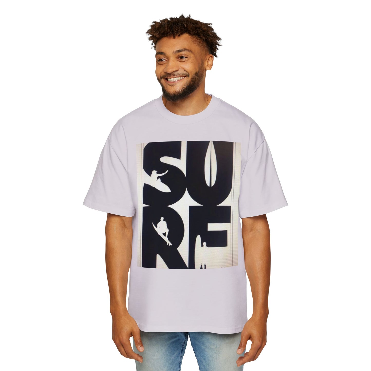 Surf Graphic Tee — Oversized Men's Surfboard Silhouette Shirt