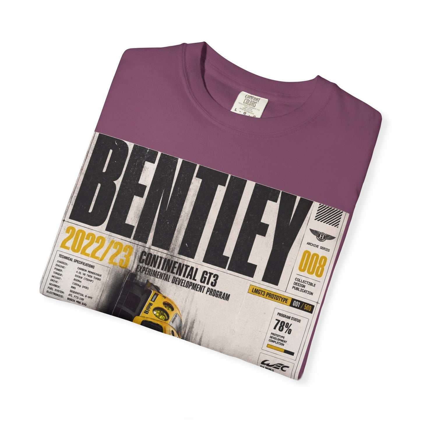 Bentley Continental GT Newspaper Graphic T‑Shirt — Vintage Racing Poster Tee