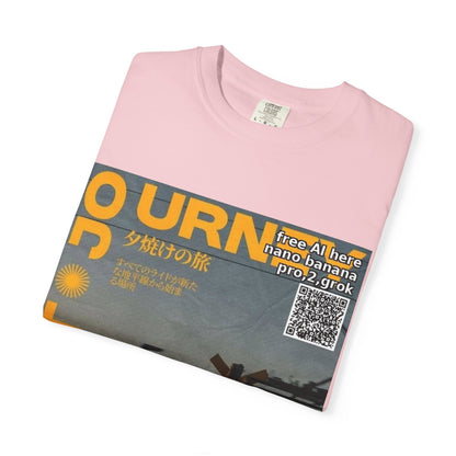 Sunset Train Graphic T-Shirt — Japanese Retro Transit Poster Tee