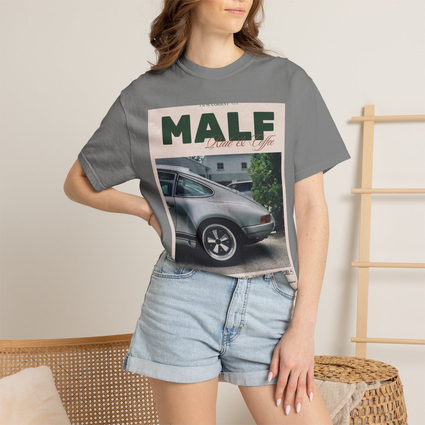 Vintage Porsche Photo Tee — "MALF Live to Ride" Graphic T-Shirt