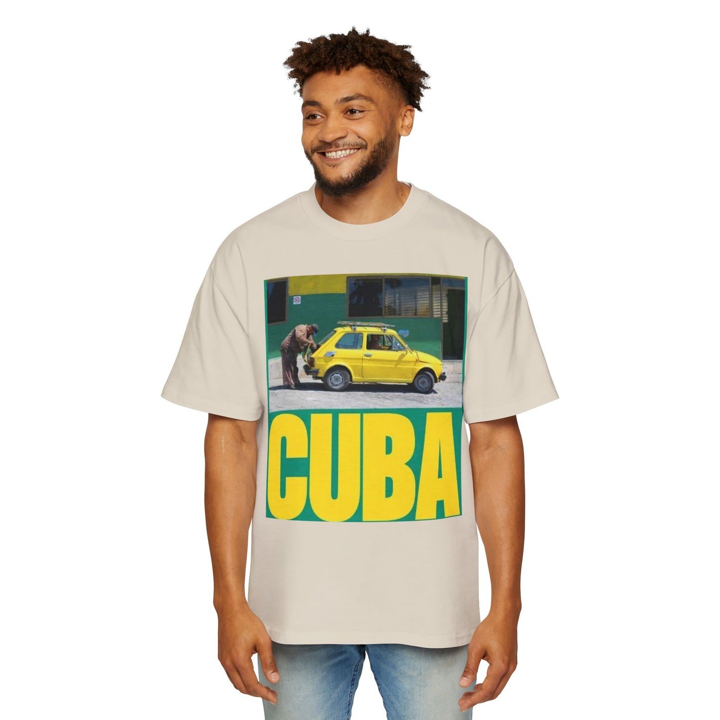 Cuba Vintage Photo Tee — Retro Yellow Car Graphic T-Shirt