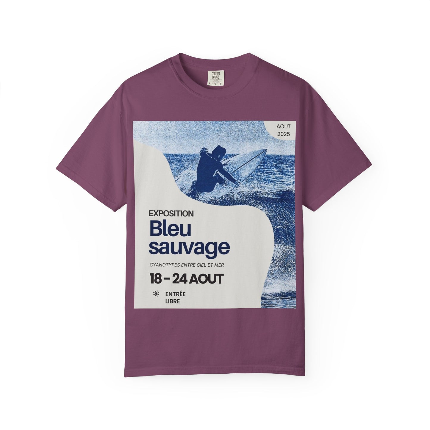 Bleu Sauvage Surf Poster T-Shirt — Vintage French Surfing Graphic Tee