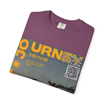 Sunset Train Graphic T-Shirt — Japanese Retro Transit Poster Tee