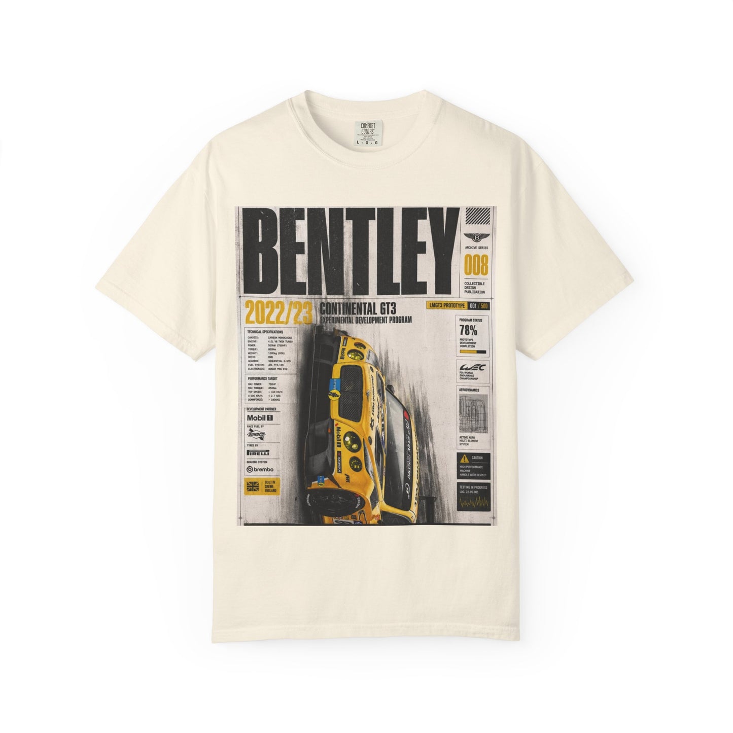 Bentley Magazine Cover T-Shirt – Yellow Sports Car Graphic Tee