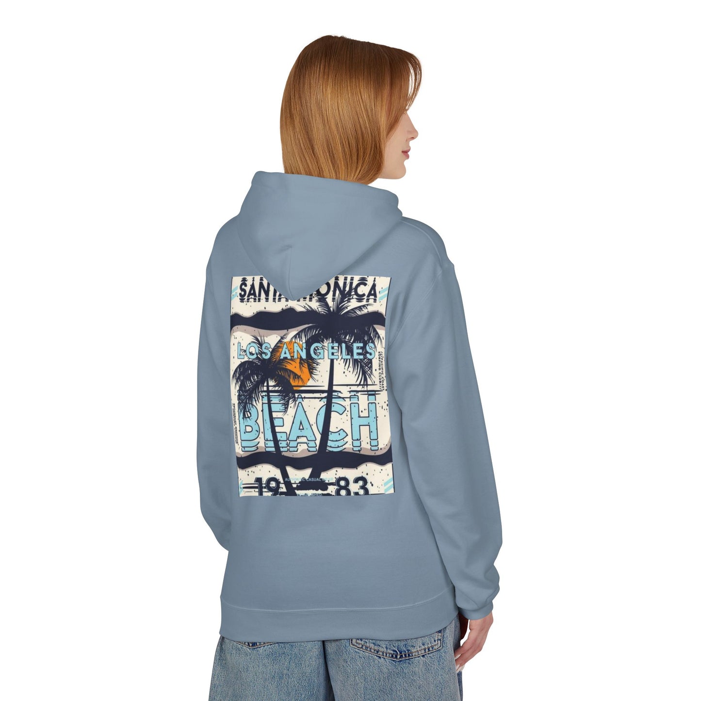Santa Monica Beach Vintage Fleece Hoodie - Unisex, Cozy Casual Wear, Perfect for Beach Lovers, Summer Vibes, Travel Souvenir, Birthday Gift