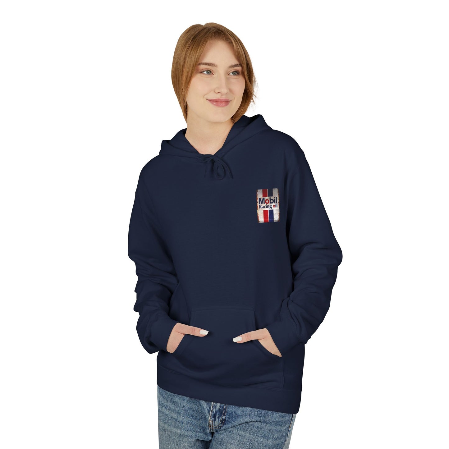 Retro Mobil Racing Oil Fleece Hoodie for Motorsport Enthusiasts