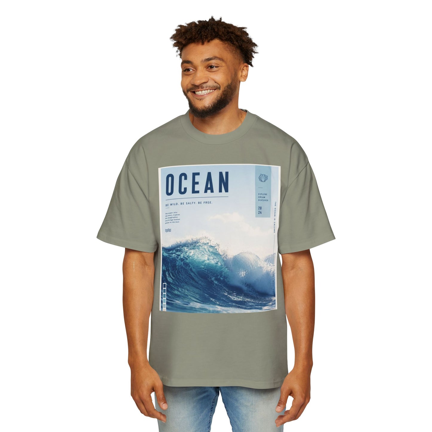 Ocean Wave Graphic Tee — "OCEAN" Coastal Photo Print T-Shirt