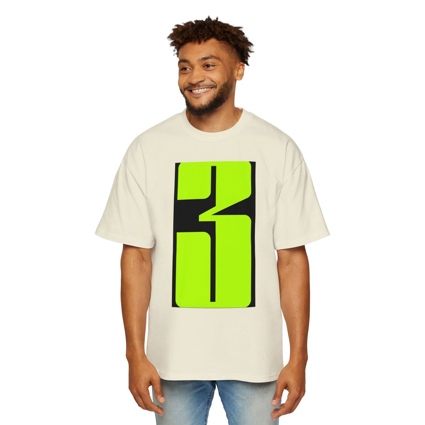 Oversized Tee — Neon Abstract '3' Graphic