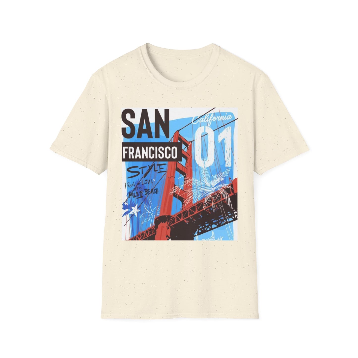 San Francisco Graphic Unisex Softstyle T-Shirt - California Vibe, Perfect for Beach Lovers