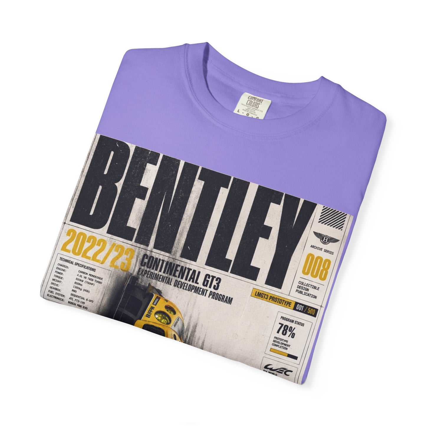 Bentley Continental GT Newspaper Graphic T‑Shirt — Vintage Racing Poster Tee