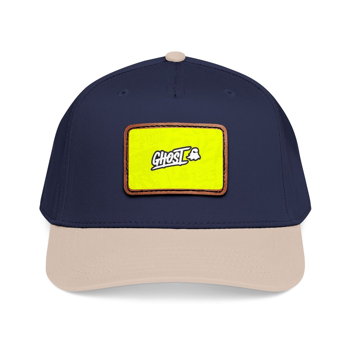 Ghost Patch Baseball Cap — Mid Profile Leather Rectangle Hat