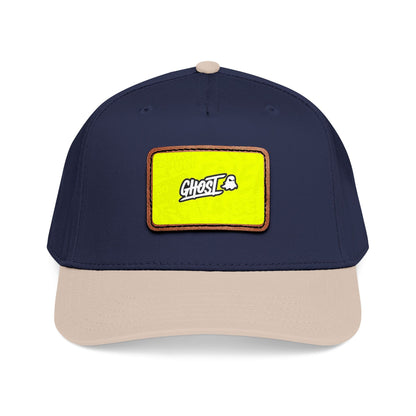 Ghost Patch Baseball Cap — Mid Profile Leather Rectangle Hat