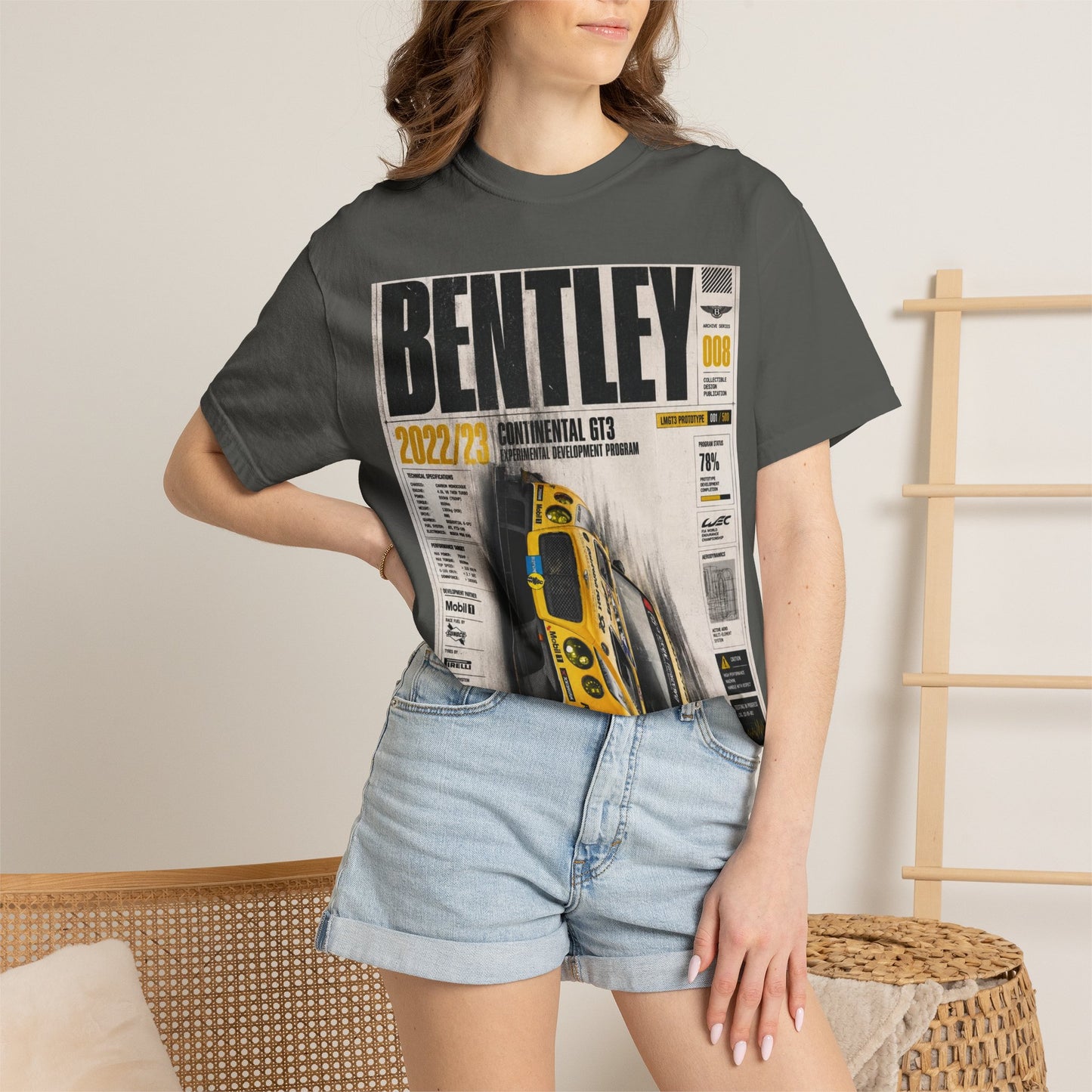 Bentley Magazine Cover T-Shirt – Yellow Sports Car Graphic Tee