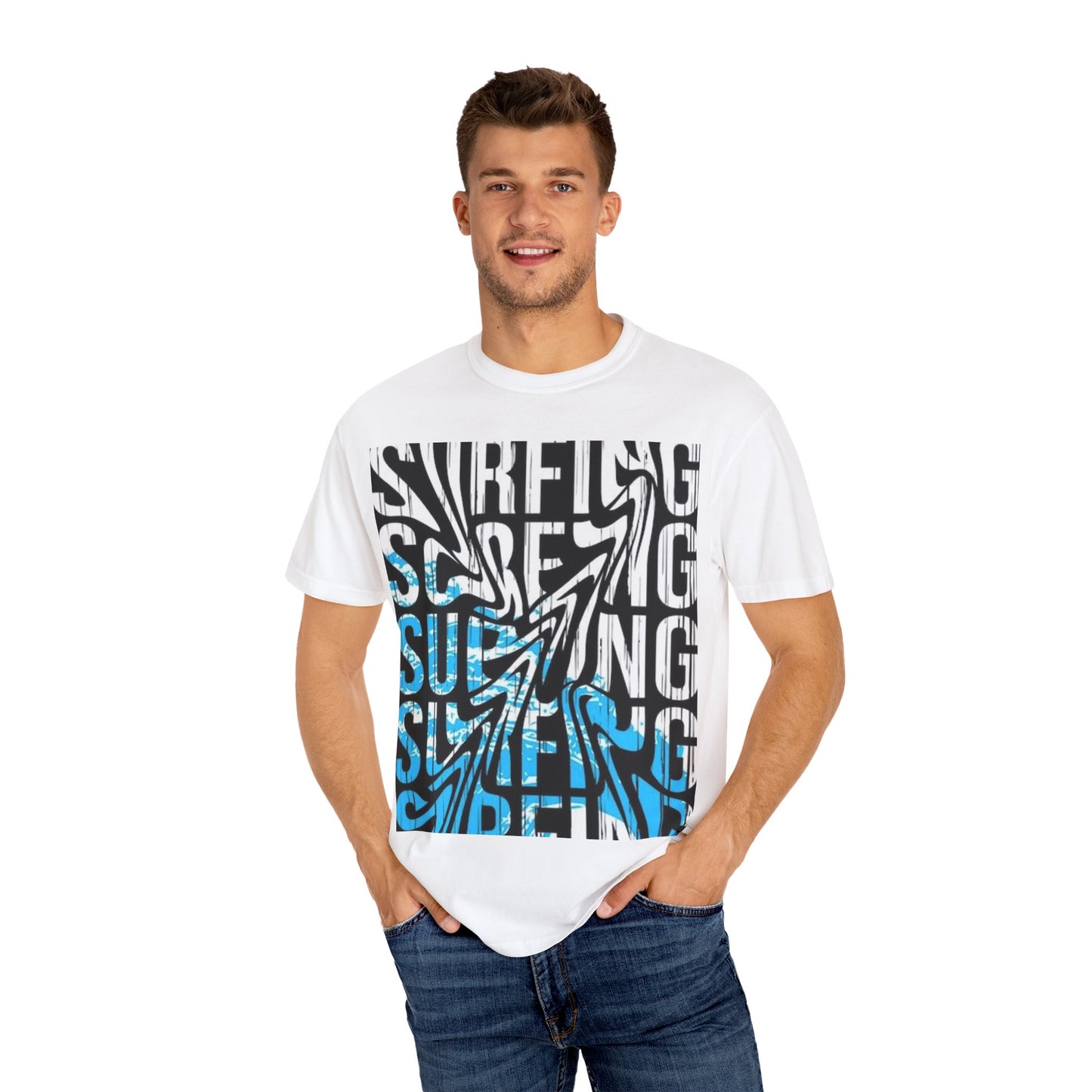 Wave Surfing Unisex Garment-Dyed T-Shirt | Casual Beachwear, Summer Style, Surfing Gift, Graphic Tee, Coastal Vibes