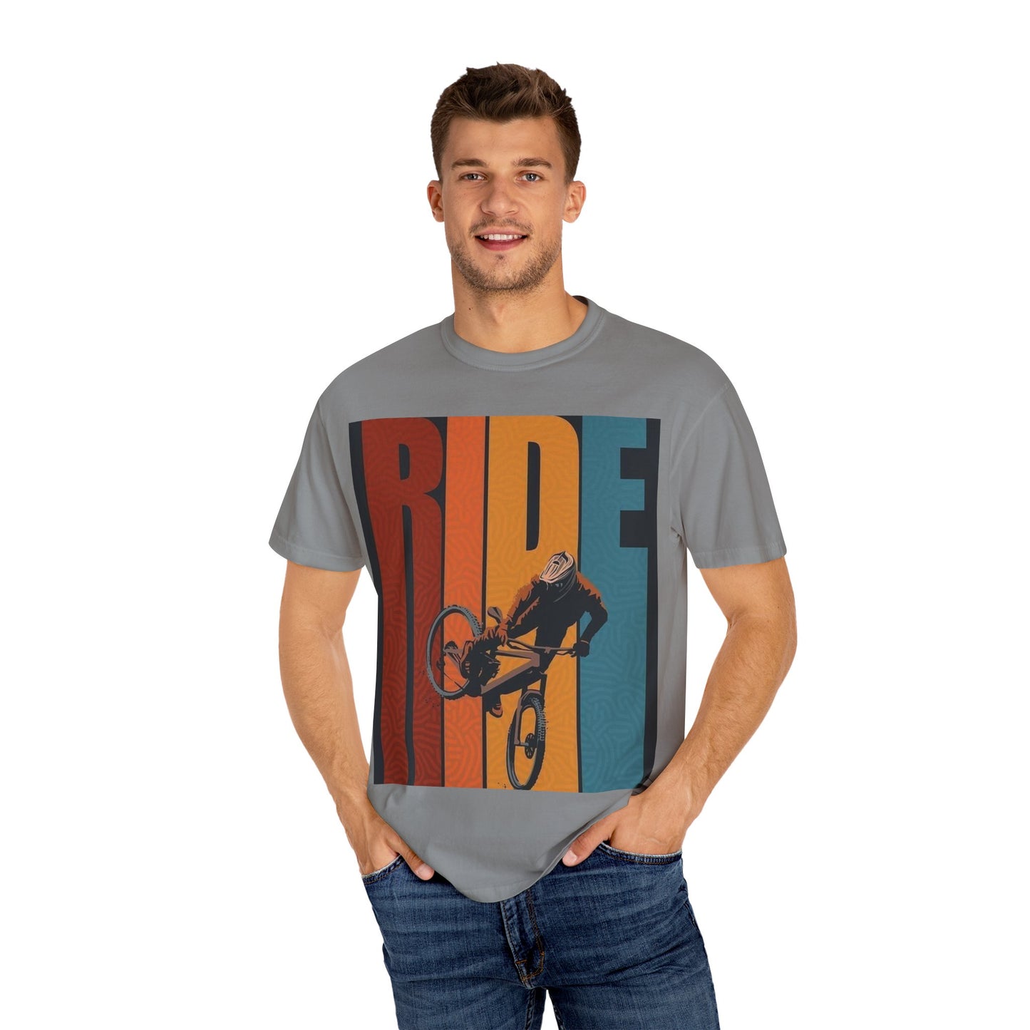 Ride Bike Unisex Garment-Dyed T-shirt | Mountain Biking Graphic Tee