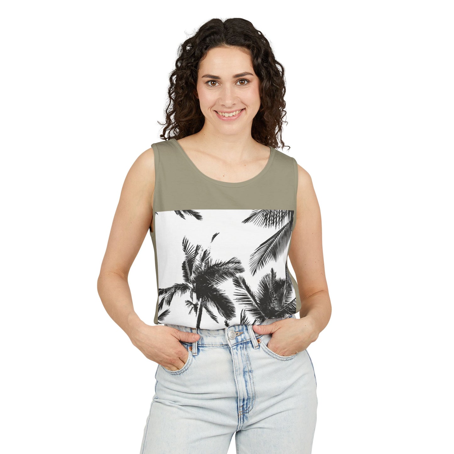 Tropical Palm Tank Top | Summer Vibes | Unisex Beachwear, Casual Top, Vacation Essential, Gift for Him or Her, Relaxed Fit