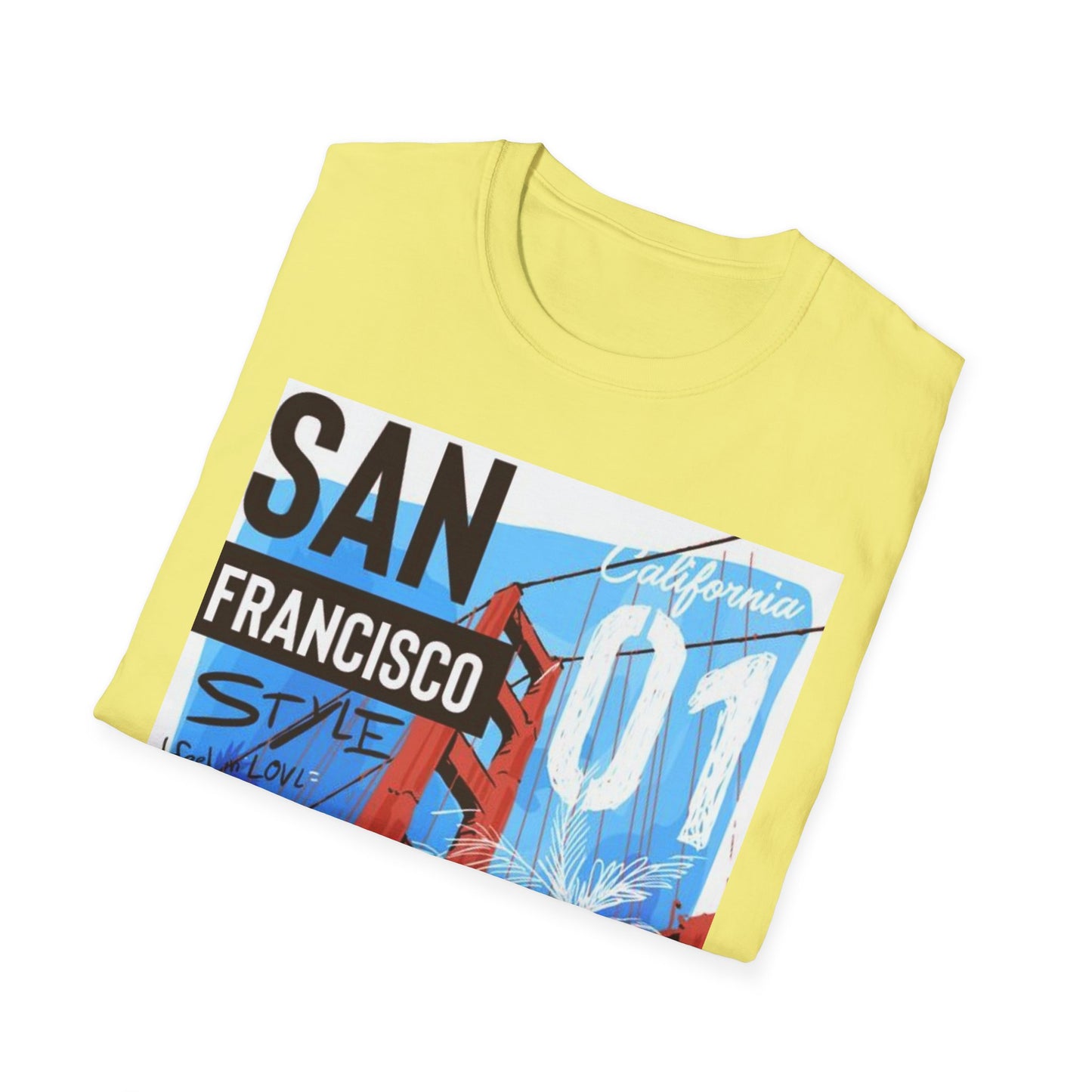 San Francisco Graphic Unisex Softstyle T-Shirt - California Vibe, Perfect for Beach Lovers
