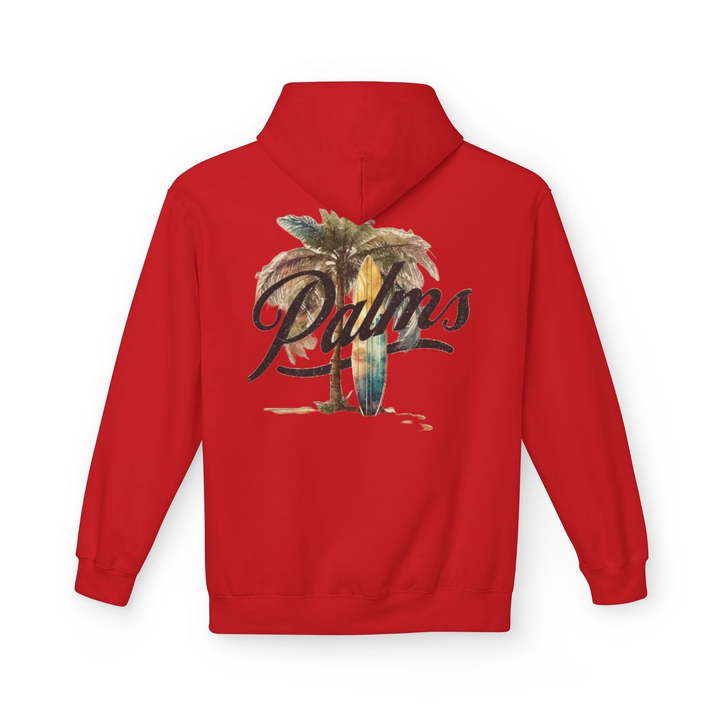 Cozy Beach Vibes Hoodie - Palm Tree & Surf Design