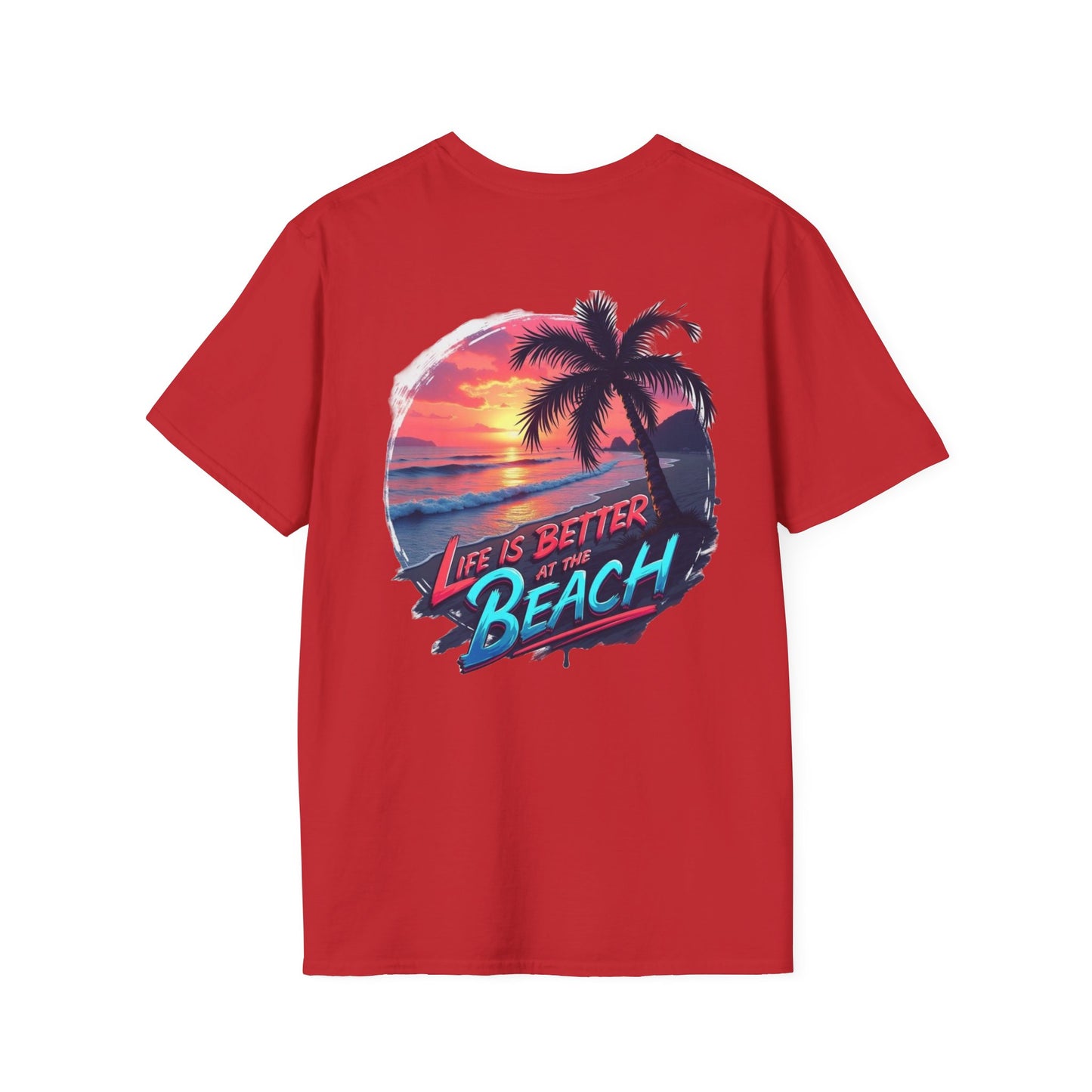 Unisex Softstyle Beach T-Shirt - "Life is Better at the Beach" Graphic Tee