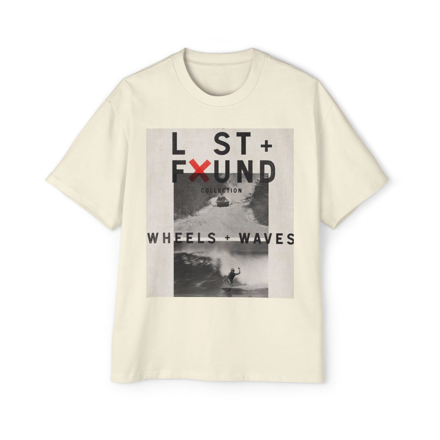 Lost & Found 'Wheels + Waves' Graphic Tee — Oversized Men's Surf Skate Shirt