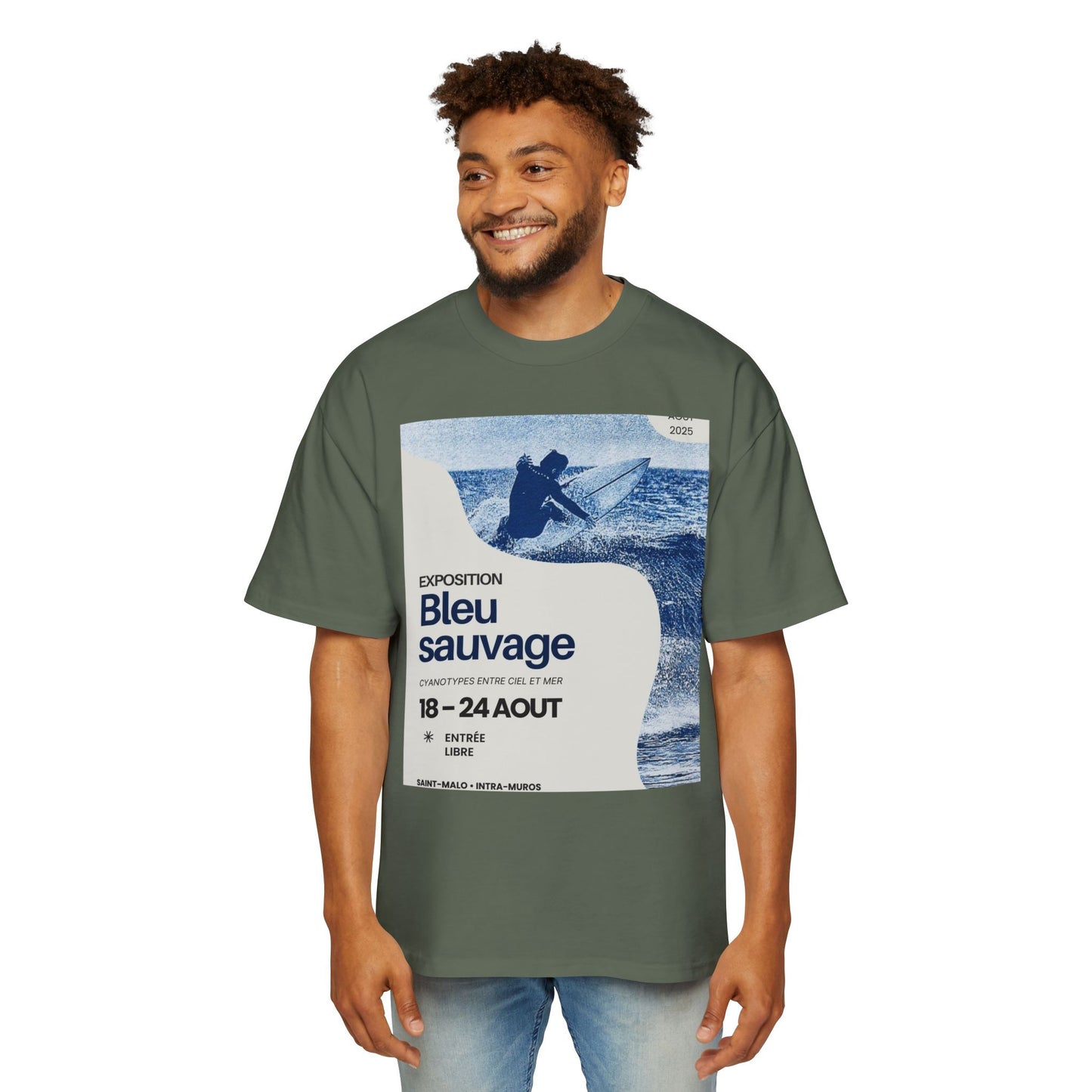 Bleu Sauvage Surf Tee — Men's Oversized Graphic T-Shirt