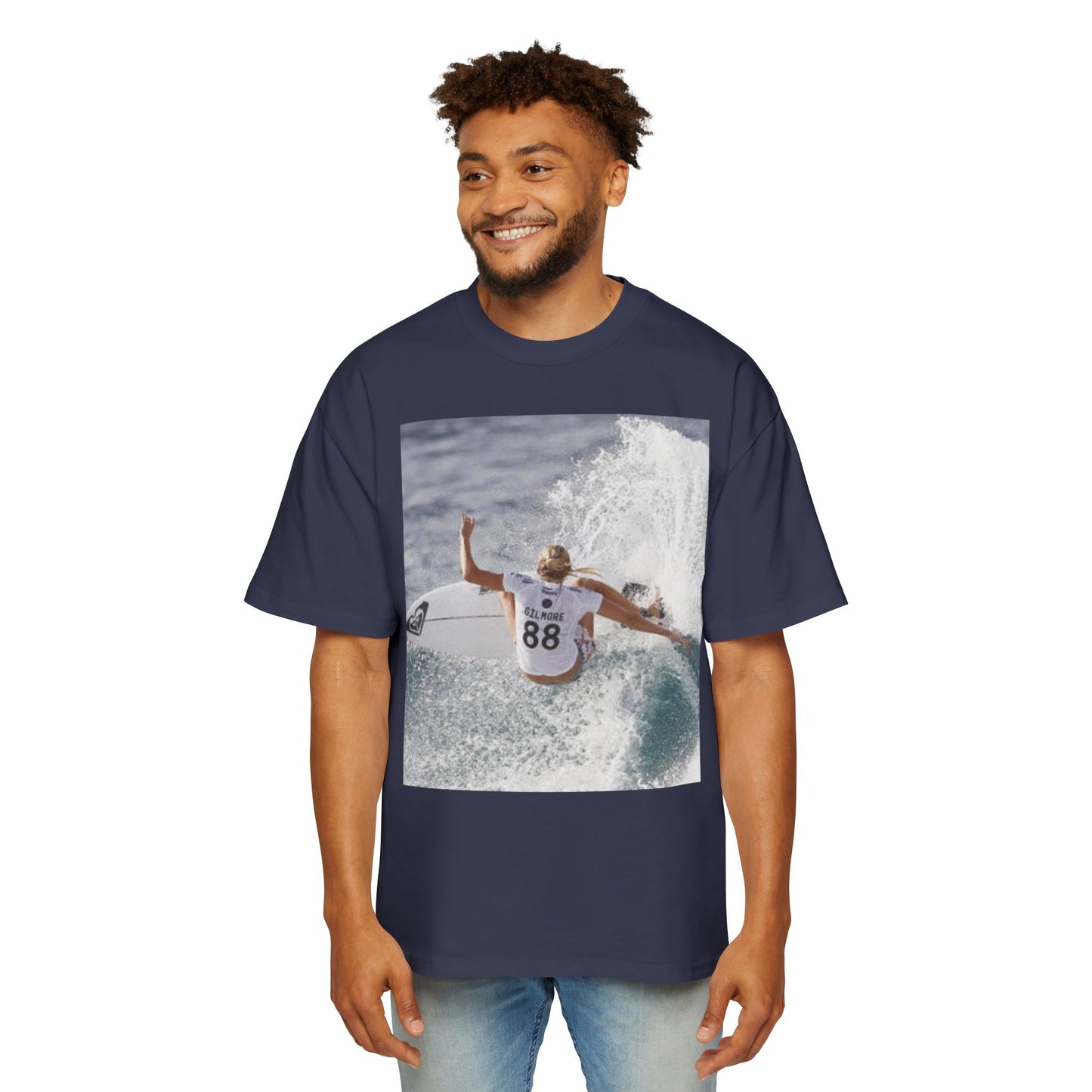 Surf Photo Oversized Tee — Wave Rider Graphic T-Shirt