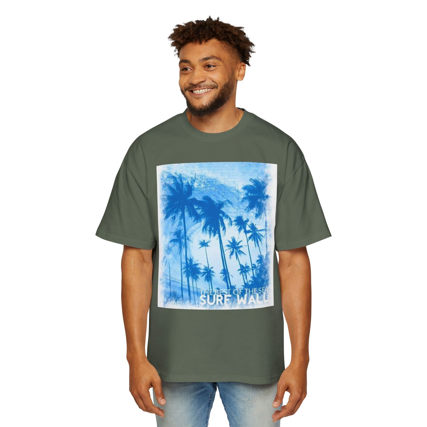 Surf Palm Tee — Blue Tropical Graphic T-Shirt