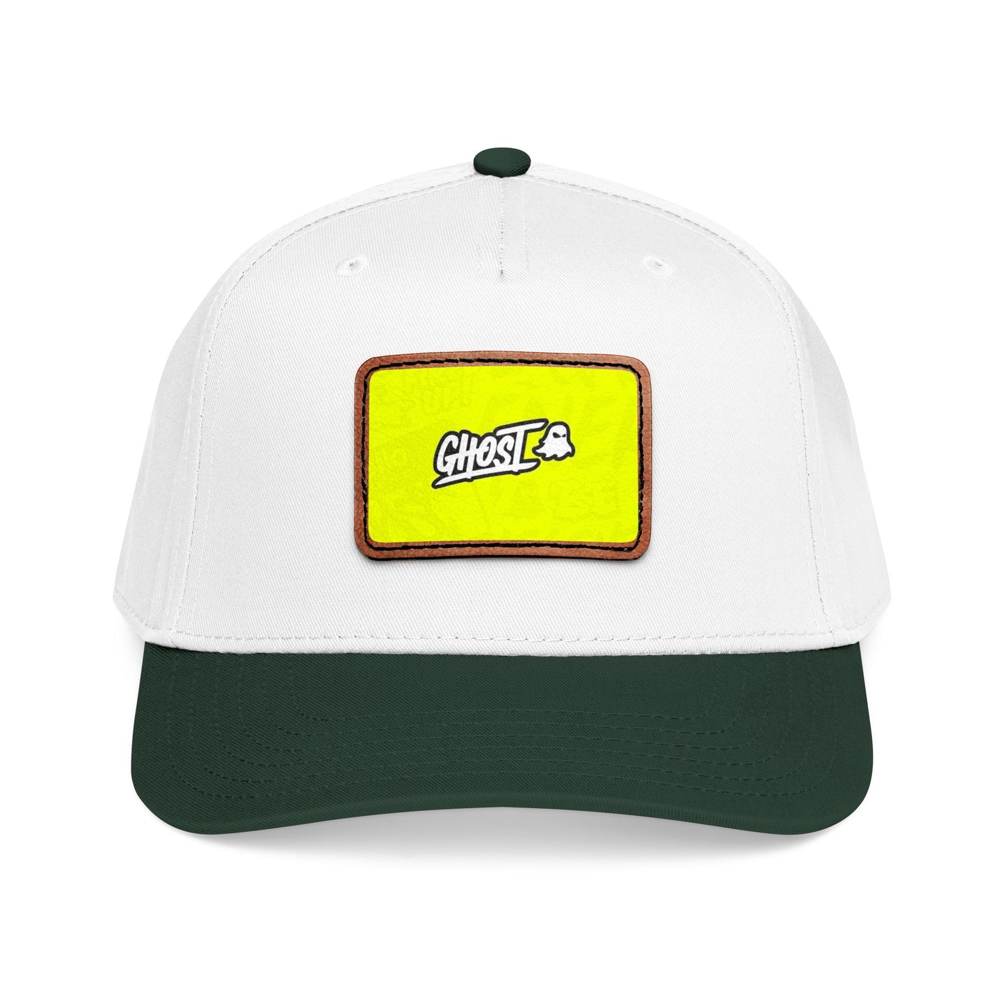 Ghost Patch Baseball Cap — Mid Profile Leather Rectangle Hat