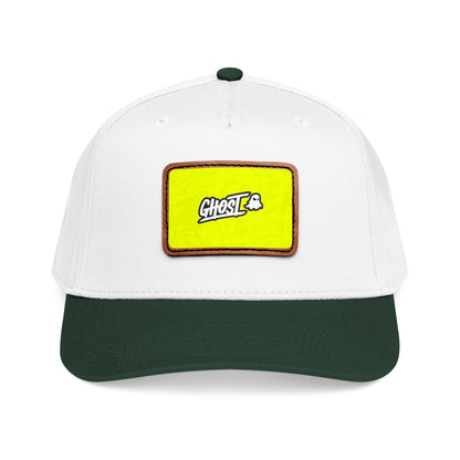 Ghost Patch Baseball Cap — Mid Profile Leather Rectangle Hat