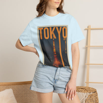 Tokyo Nightscape Graphic T-Shirt — Vintage Japan Tower Travel Poster Tee