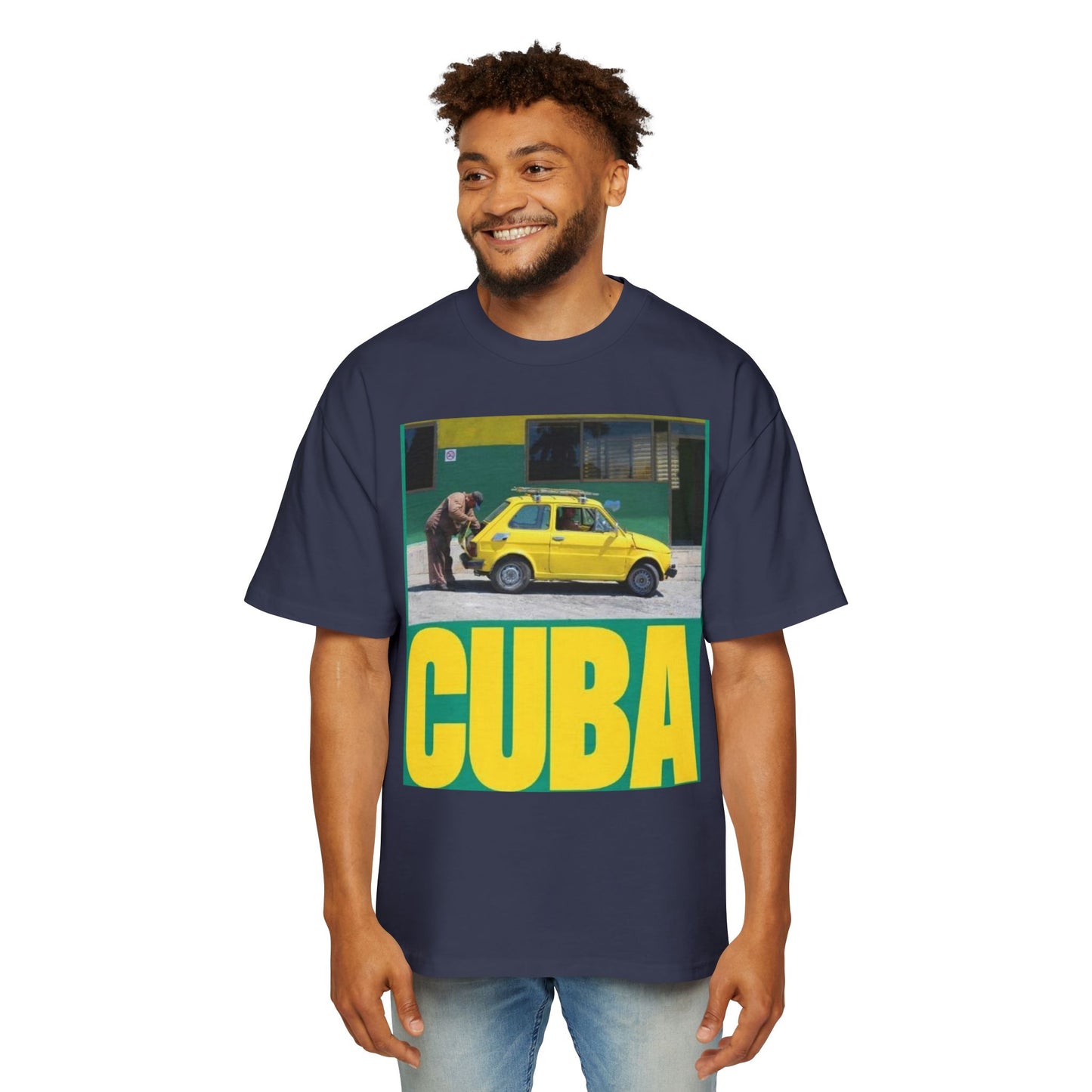 Cuba Vintage Photo Tee — Retro Yellow Car Graphic T-Shirt