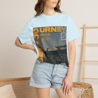 Sunset Train Graphic T-Shirt — Japanese Retro Transit Poster Tee