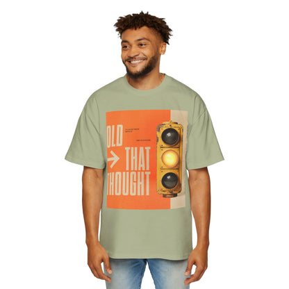 Oversized Tee — Retro Traffic Light 'Hold That Thought' Graphic