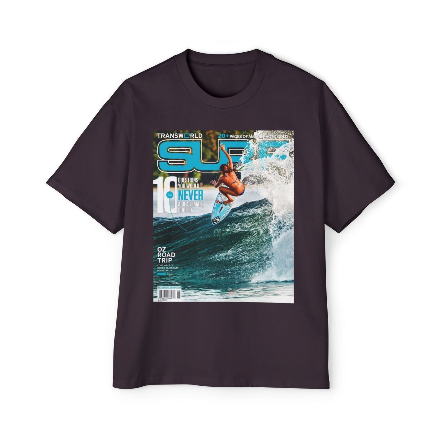 Surf Magazine Graphic Tee — Vintage Surfer Print Oversized T-Shirt