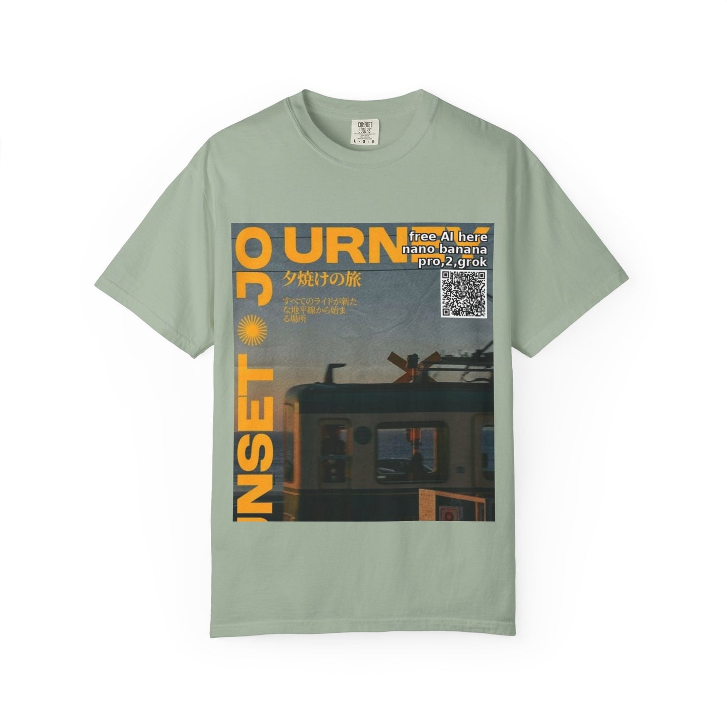 Sunset Train Graphic T-Shirt — Japanese Retro Transit Poster Tee