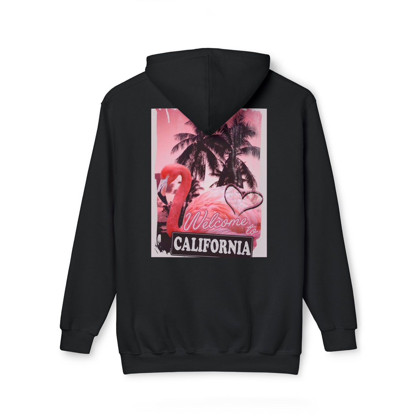 California Vibes Unisex Hooded Sweatshirt - Tropical Flamingo Design