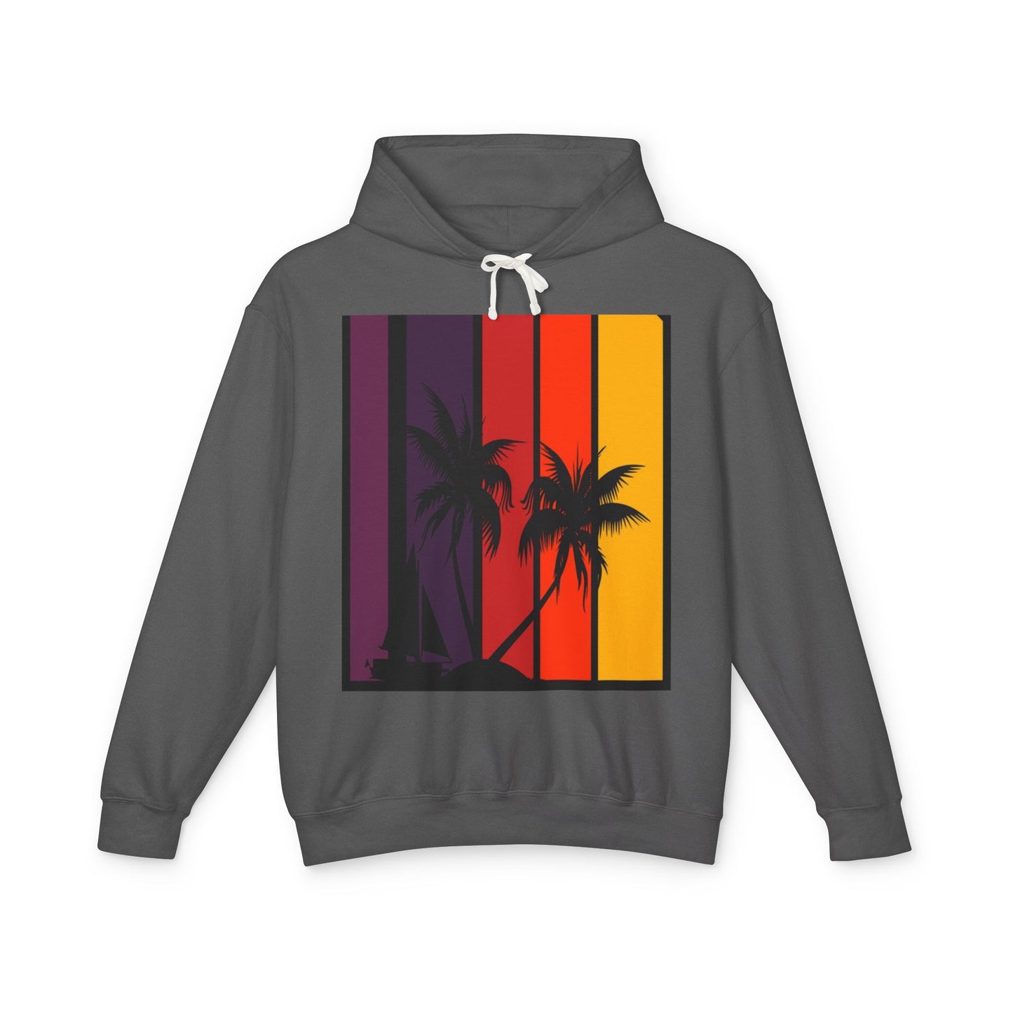 Tropical Sunset Hoodie - Unisex Lightweight Sweatshirt with Palm Tree Design