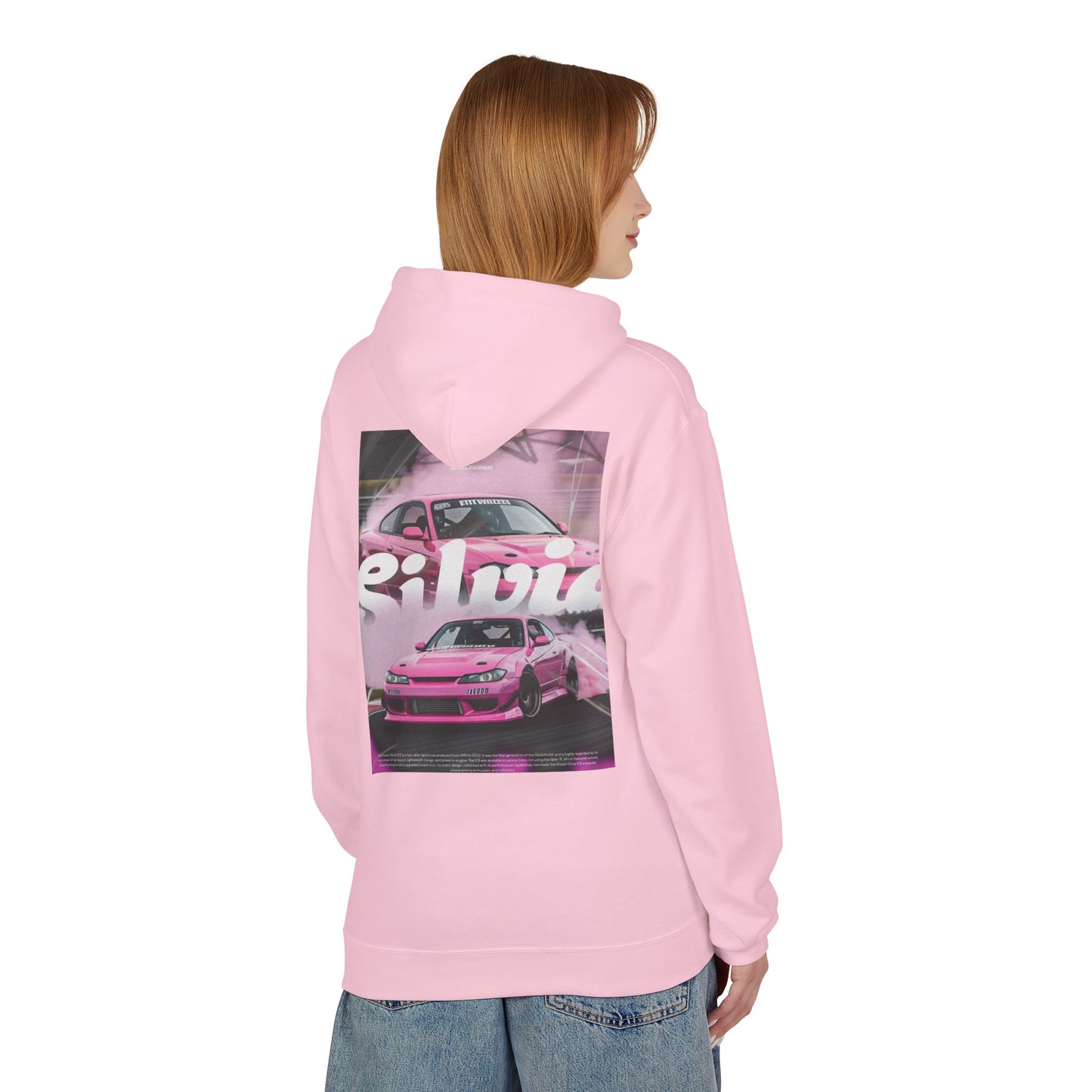 Unisex Fleece Hoodie with Pink Silvia Design - Stylish and Comfortable Streetwear
