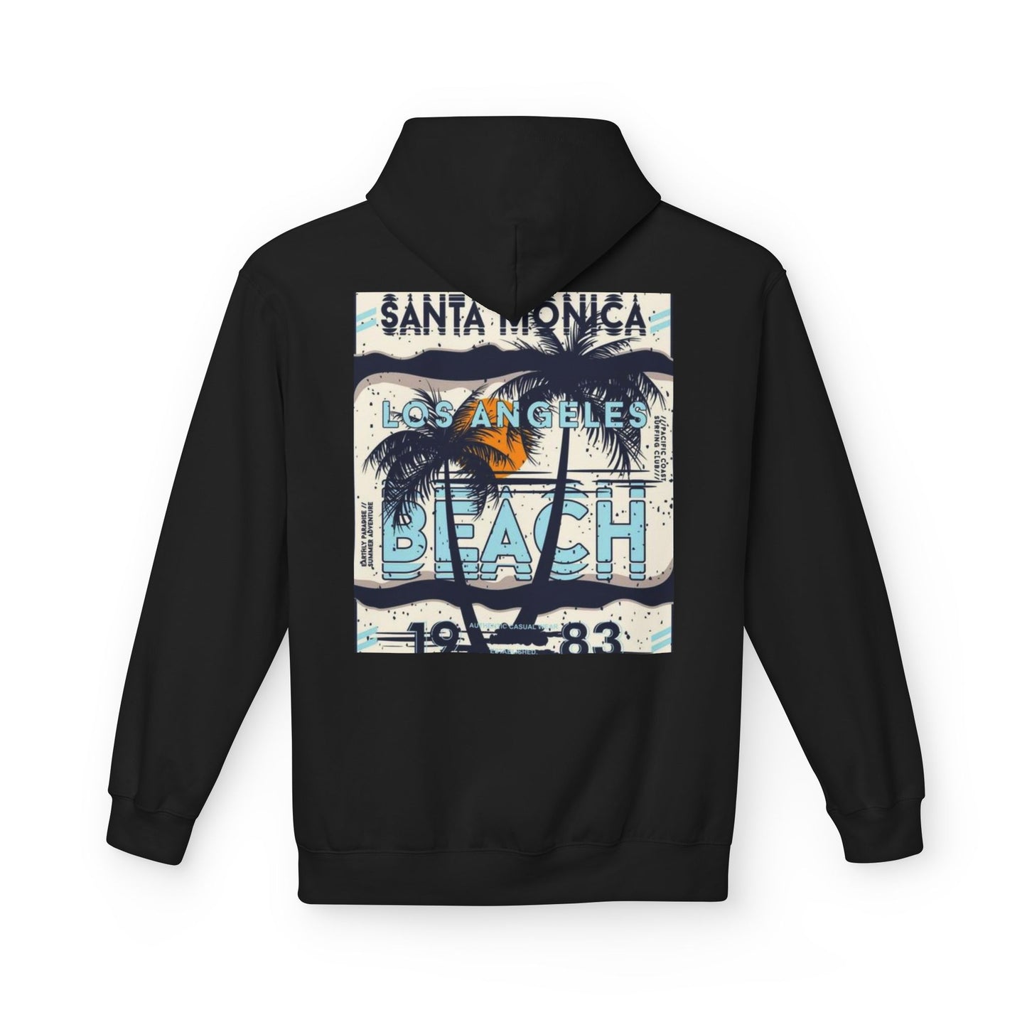 Santa Monica Beach Vintage Fleece Hoodie - Unisex, Cozy Casual Wear, Perfect for Beach Lovers, Summer Vibes, Travel Souvenir, Birthday Gift