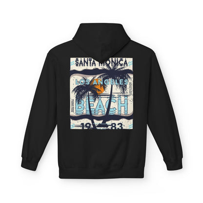 Santa Monica Beach Vintage Fleece Hoodie - Unisex, Cozy Casual Wear, Perfect for Beach Lovers, Summer Vibes, Travel Souvenir, Birthday Gift